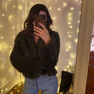 Dark grey faux fur jacket
